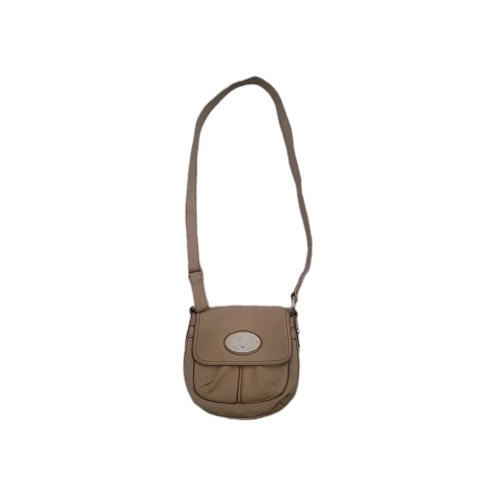 Nine West Crossbody Faux Pebble Leather Neutral Beige Color Y2K Retro Travel